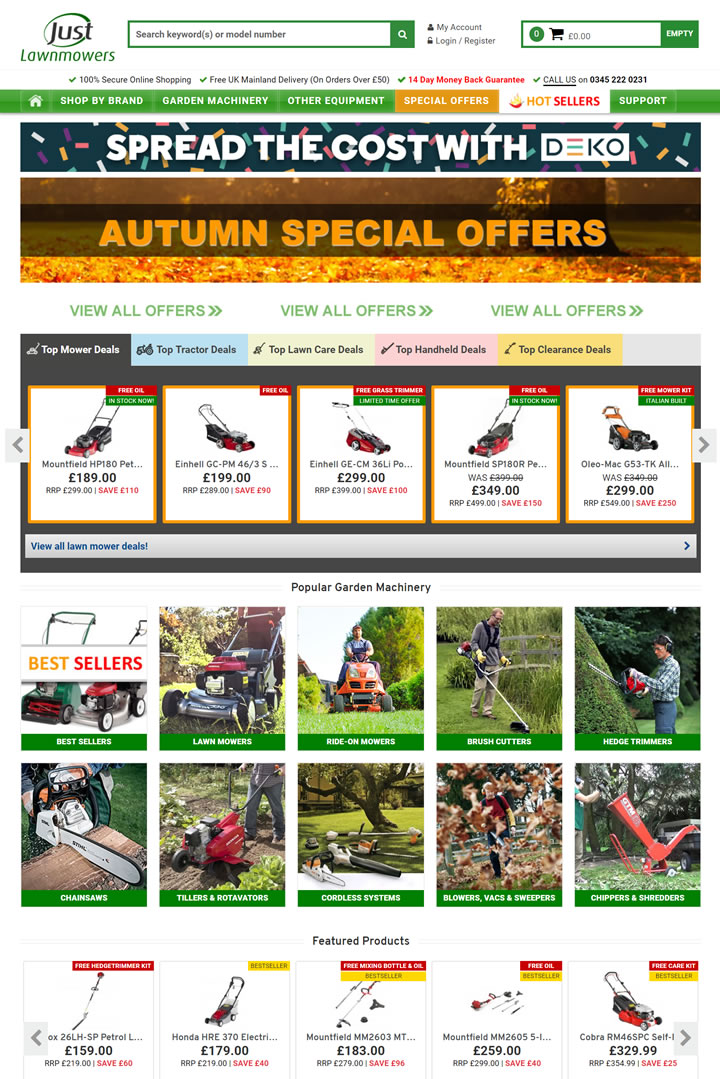 国外割草机 进口十大割草机 英国最大的割草机购买网站：Just Lawnmowers